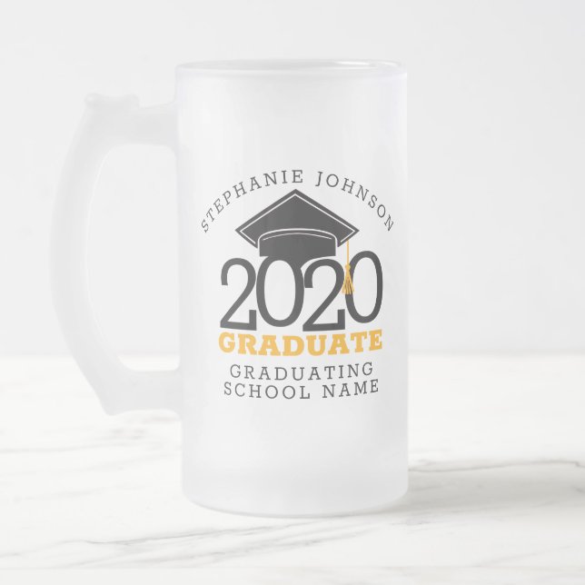 Caneca De Cerveja Vidro Jateado Classe de tendências do Formando 2020 (Esquerda)