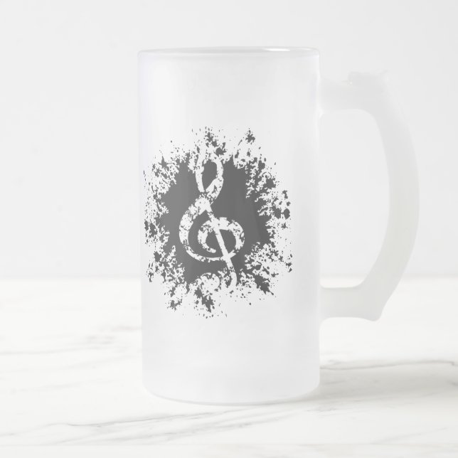 Caneca De Cerveja Vidro Jateado Clef de triplo Splat (Direita)