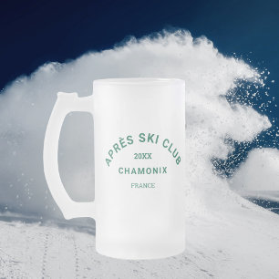 Caneca De Cerveja Vidro Jateado Clube Après Ski Winter Green Resort Crest