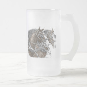 Caneca De Cerveja Vidro Jateado Clydesdale Draft Horse Team