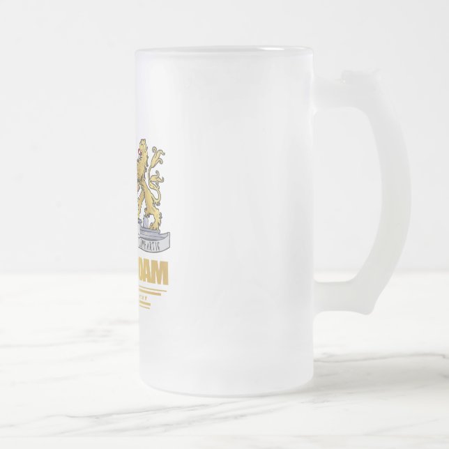 Caneca De Cerveja Vidro Jateado COA de Amsterdão (Direita)