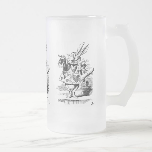 Caneca De Cerveja Vidro Jateado Coelho branco vestido como o arauto (Direita)