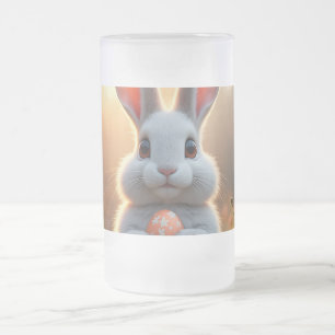 Caneca De Cerveja Vidro Jateado Coelho da Páscoa Feliz na Magia da Primavera