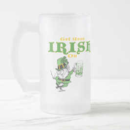 Caneca De Cerveja Vidro Jateado Coloque Seu Irlandês No Leprechaun Mug