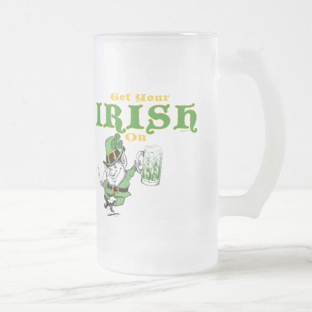 Caneca De Cerveja Vidro Jateado Coloque Seu Irlandês No Leprechaun Mug (Direita)