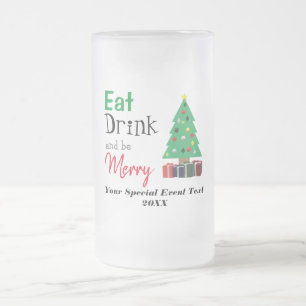 Caneca De Cerveja Vidro Jateado Coma, Beba e Alegre-se