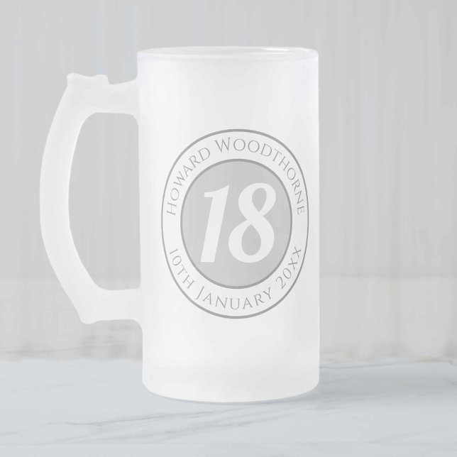 Caneca De Cerveja Vidro Jateado Comemoração de Aniversário com Nome, Idade e Data (Criador carregado)