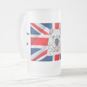 Caneca De Cerveja Vidro Jateado Companheiro de Saúde da Union Jack English Bulldo