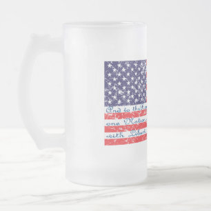 Caneca De Cerveja Vidro Jateado Compromisso de Lealdade EUA Flag