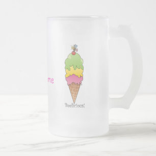 Caneca De Cerveja Vidro Jateado Cone do sorvete