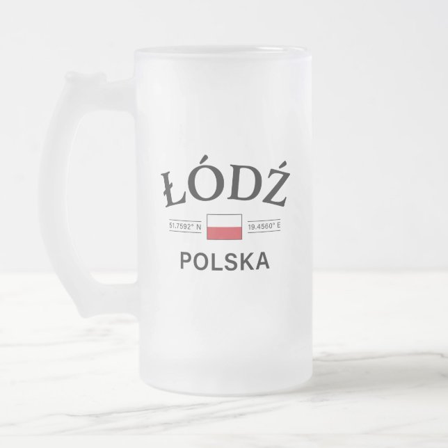 Caneca De Cerveja Vidro Jateado Coordenadas Polonesas Lodz Polska (Polônia) (Esquerda)