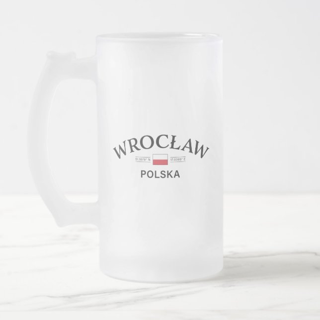 Caneca De Cerveja Vidro Jateado Coordenadas Polonesas Wroclaw Polska (Polônia) (Esquerda)