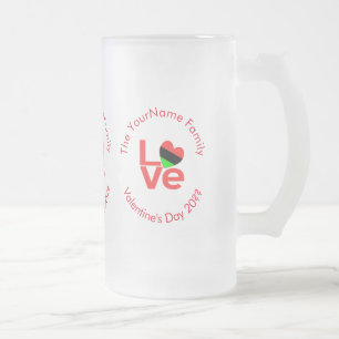 Caneca De Cerveja Vidro Jateado Coração de Amor Vermelho de Bandeira Afro-American
