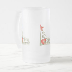 Caneca De Cerveja Vidro Jateado Coração para o Natal