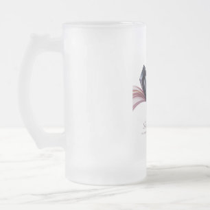 Caneca De Cerveja Vidro Jateado Corações Pretos Cor-de-Rosa