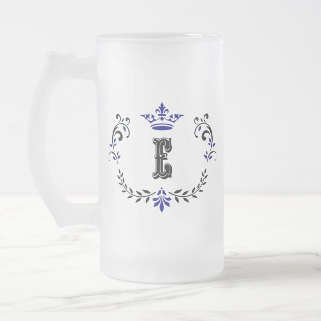Caneca De Cerveja Vidro Jateado Coroa Versa Monograma 'E' (Esquerda)