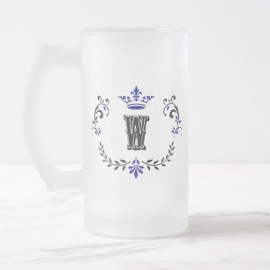 Caneca De Cerveja Vidro Jateado Coroa Versa Monograma 'W'