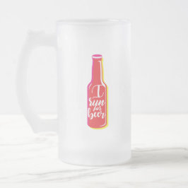 Caneca De Cerveja Vidro Jateado Corro Para Uma Garrafa Vermelha De Humor De Malhaç