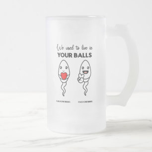 Caneca De Cerveja Vidro Jateado Costumávamos Viver Em Suas Bolas, Pai De Nome Per