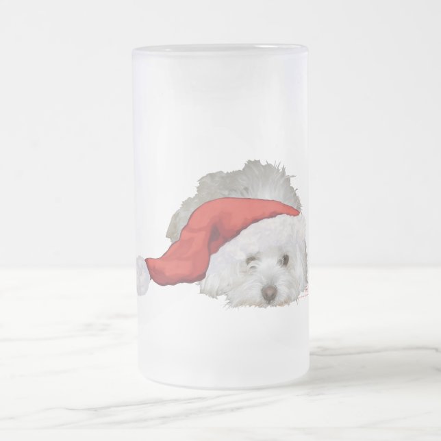 Caneca De Cerveja Vidro Jateado Coton de Tulear - Esperando (Centro)