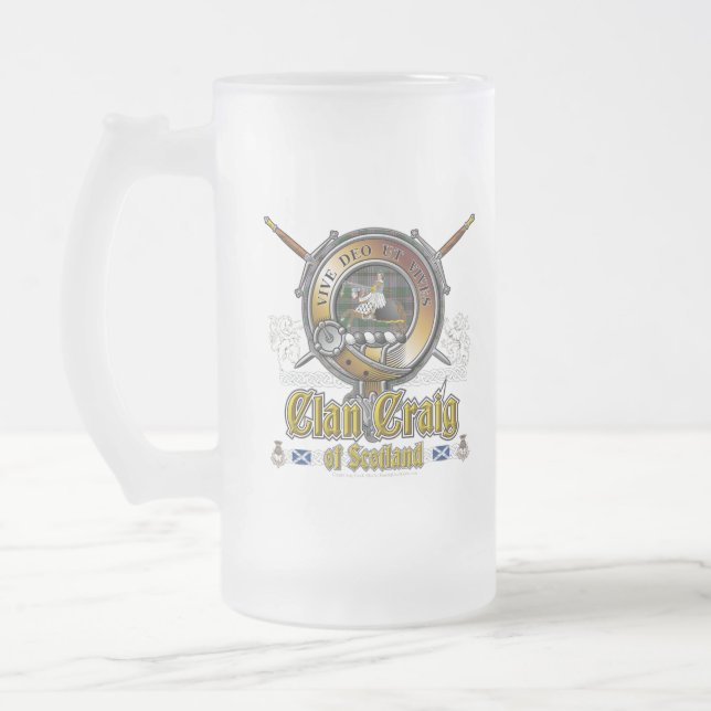 Caneca De Cerveja Vidro Jateado Crachá Craig Crest (Esquerda)