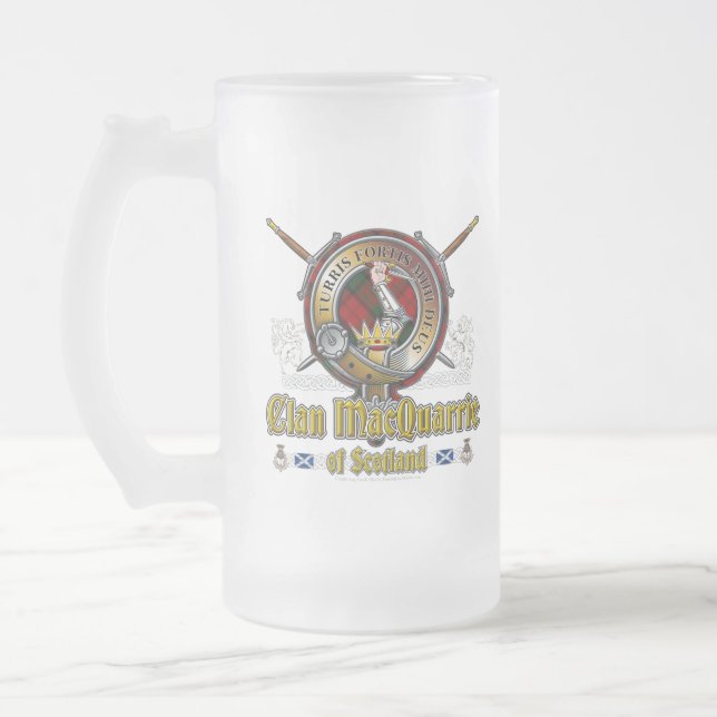 Caneca De Cerveja Vidro Jateado Crachá MacQuarrie Clan (Esquerda)