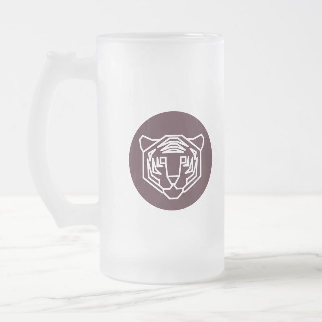 Caneca De Cerveja Vidro Jateado Crachá Tiger Face (Esquerda)