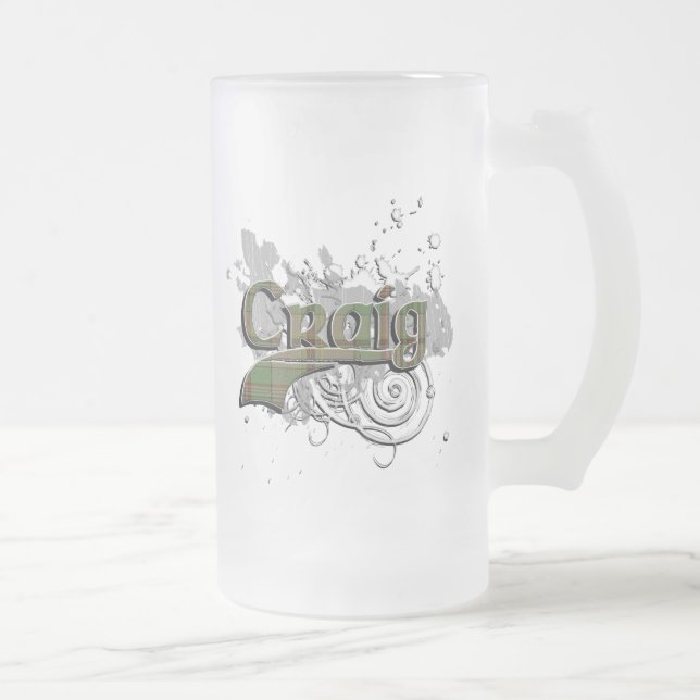 Caneca De Cerveja Vidro Jateado Craig Tartan Grunge (Direita)