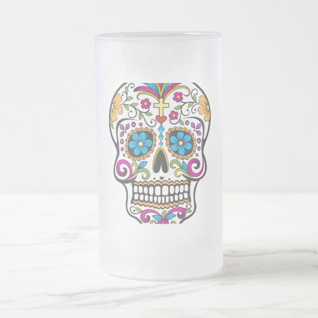 Caneca De Cerveja Vidro Jateado Crânio (Centro)