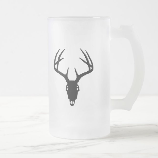 Caneca De Cerveja Vidro Jateado Crânio da caça dos cervos com Antlers (Direita)