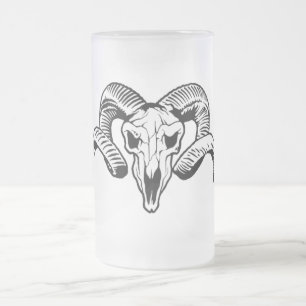 CANECA DE CERVEJA VIDRO JATEADO CRÂNIO DE RAM