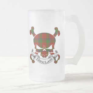 Caneca De Cerveja Vidro Jateado Crânio do Tartan de Sinclair