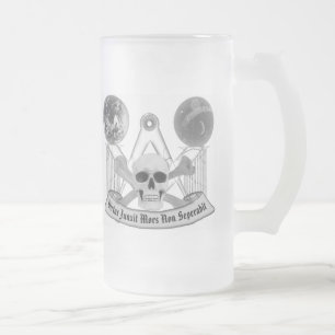 Caneca De Cerveja Vidro Jateado Crânio maçónico e Crossbones
