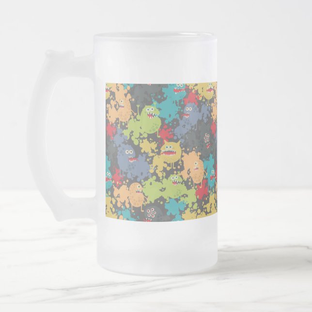 Caneca De Cerveja Vidro Jateado Crânio nas flores (Esquerda)