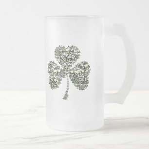 Caneca De Cerveja Vidro Jateado Crânios do trevo