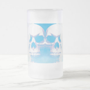 Caneca De Cerveja Vidro Jateado Crânios nas Nuvens