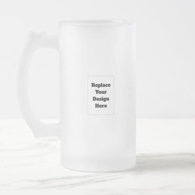 Caneca De Cerveja Vidro Jateado Create Your Own white  (Esquerda)