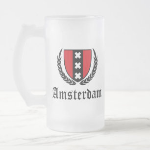 Caneca De Cerveja Vidro Jateado Crest de Amsterdã