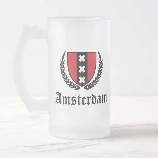 Caneca De Cerveja Vidro Jateado Crest de Amsterdã (Esquerda)