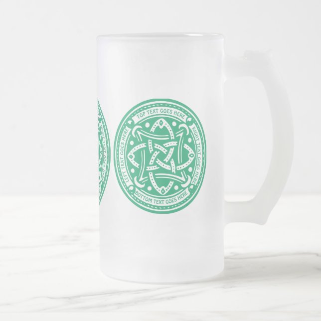 Caneca De Cerveja Vidro Jateado Criar seu próprio irlandês celta do verde do trevo (Direita)