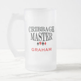 Caneca De Cerveja Vidro Jateado Cribbage Master Personalizado