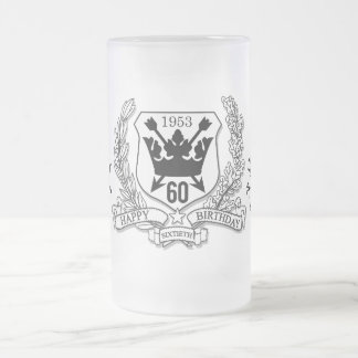 Caneca De Cerveja Vidro Jateado Crista 60th da família da brasão