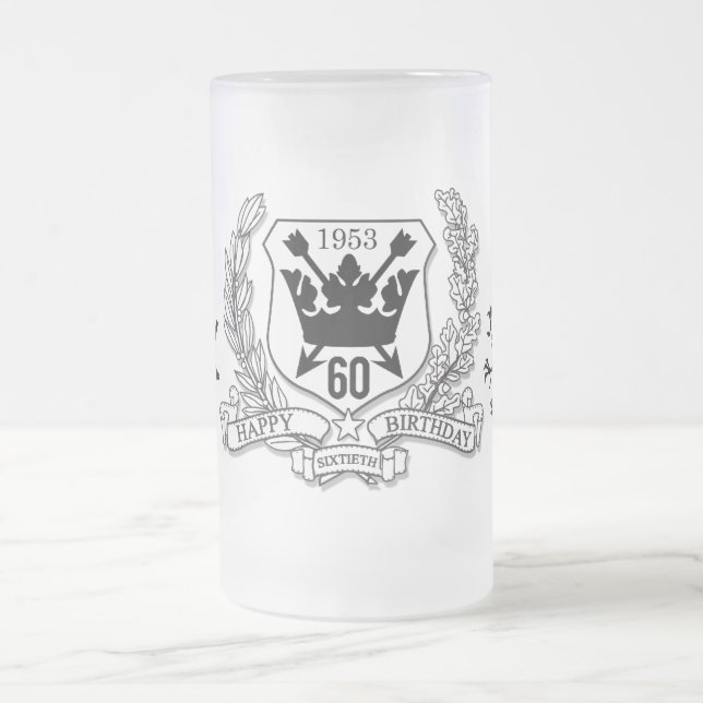 Caneca De Cerveja Vidro Jateado Crista 60th da família da brasão (Centro)