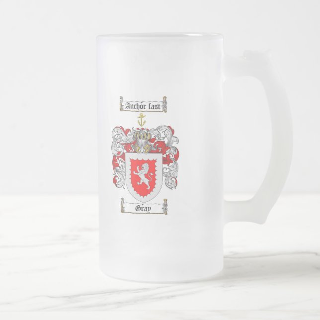 CANECA DE CERVEJA VIDRO JATEADO CRISTA CINZENTA DA FAMÍLIA - BRASÃO CINZENTA (Direita)