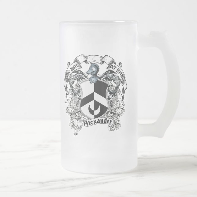Caneca De Cerveja Vidro Jateado Crista da família de Alexander (Direita)