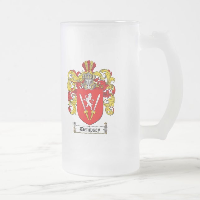 CANECA DE CERVEJA VIDRO JATEADO CRISTA DA FAMÍLIA DE DEMPSEY - BRASÃO DE DEMPSEY (Direita)
