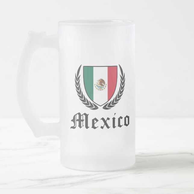 Caneca De Cerveja Vidro Jateado Crista do México (Esquerda)