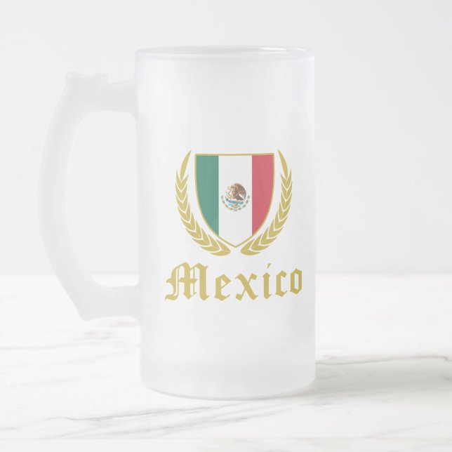 Caneca De Cerveja Vidro Jateado Crista do México (Esquerda)