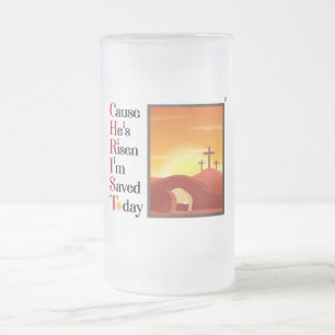 Caneca De Cerveja Vidro Jateado Cristo Acronym Fosco Mug