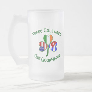 Caneca De Cerveja Vidro Jateado Cuba Irlanda EUA Trevo Bandeira Personalizada